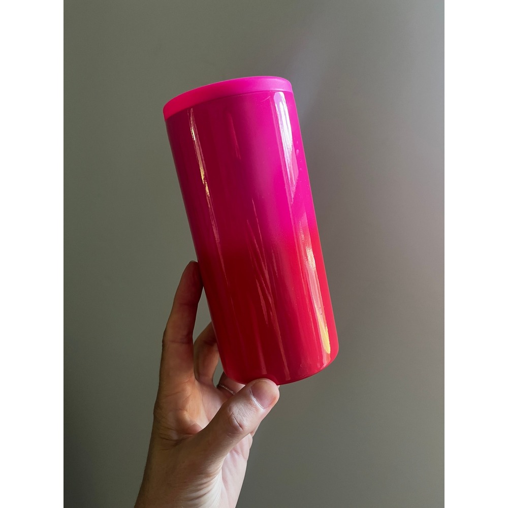 Slim Can Cooler Pink Red Ombre Insulated Stainless Steel 12oz Travel Beach Gift